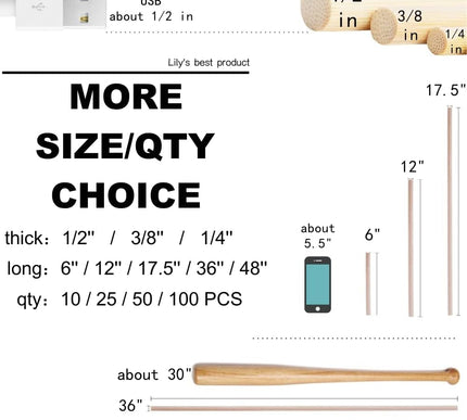 Product Image 3 - HOPELF 50PCS Dowel Rod