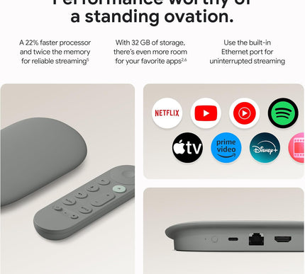 סטרימר Google TV 4K - בידור בסטרימינג מהיר לטלוויזיה עם שלט חיפוש קולי - צפייה בסרטים, תוכניות, טלוויזיה בשידור חי ונטפליקס ב-4K HDR - שליטה בבית חכם - נפח אחסון של 32 גיגה-בייט - דגם האזל