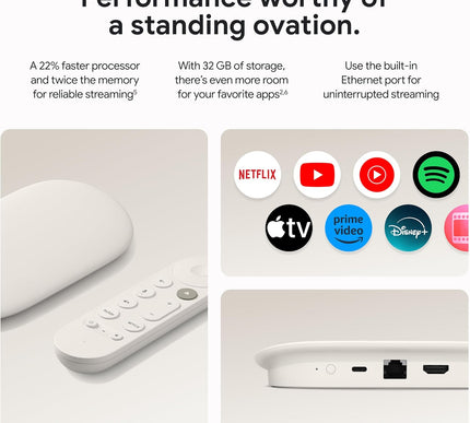 סטרימר Google TV 4K - בידור בסטרימינג מהיר לטלוויזיה עם שלט חיפוש קולי - צפייה בסרטים, תוכניות, טלוויזיה בשידור חי ונטפליקס ב-4K HDR - שליטה בבית חכם - נפח אחסון של 32 גיגה-בייט - דגם האזל