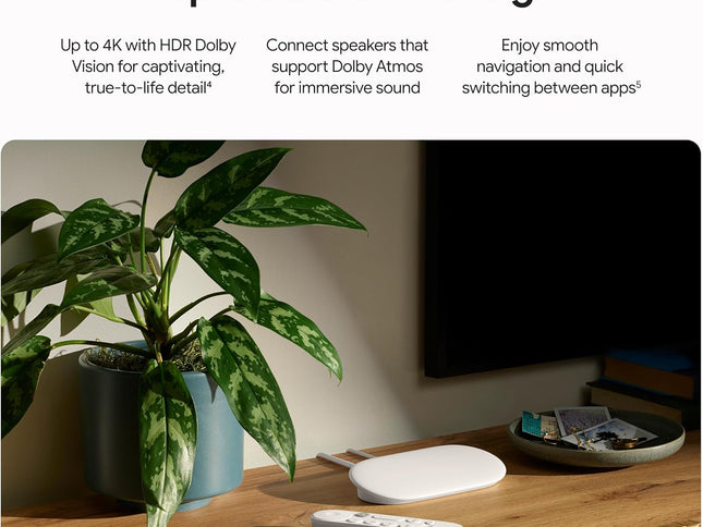 סטרימר Google TV 4K - בידור בסטרימינג מהיר לטלוויזיה עם שלט חיפוש קולי - צפייה בסרטים, תוכניות, טלוויזיה בשידור חי ונטפליקס ב-4K HDR - שליטה בבית חכם - נפח אחסון של 32 גיגה-בייט - דגם האזל